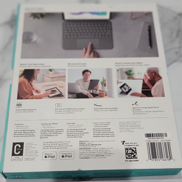 Logitech Combo Touch Keyboard Case for 11 inch iPad Pro 1st 2nd 3rd 4th Gen - Picture 2 of 8